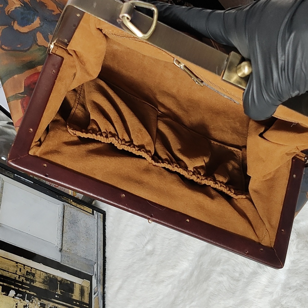 Patricia Nash Floral Painted Leather Satchel in Tan, Brown, Green, Red - Picture 5 of 15